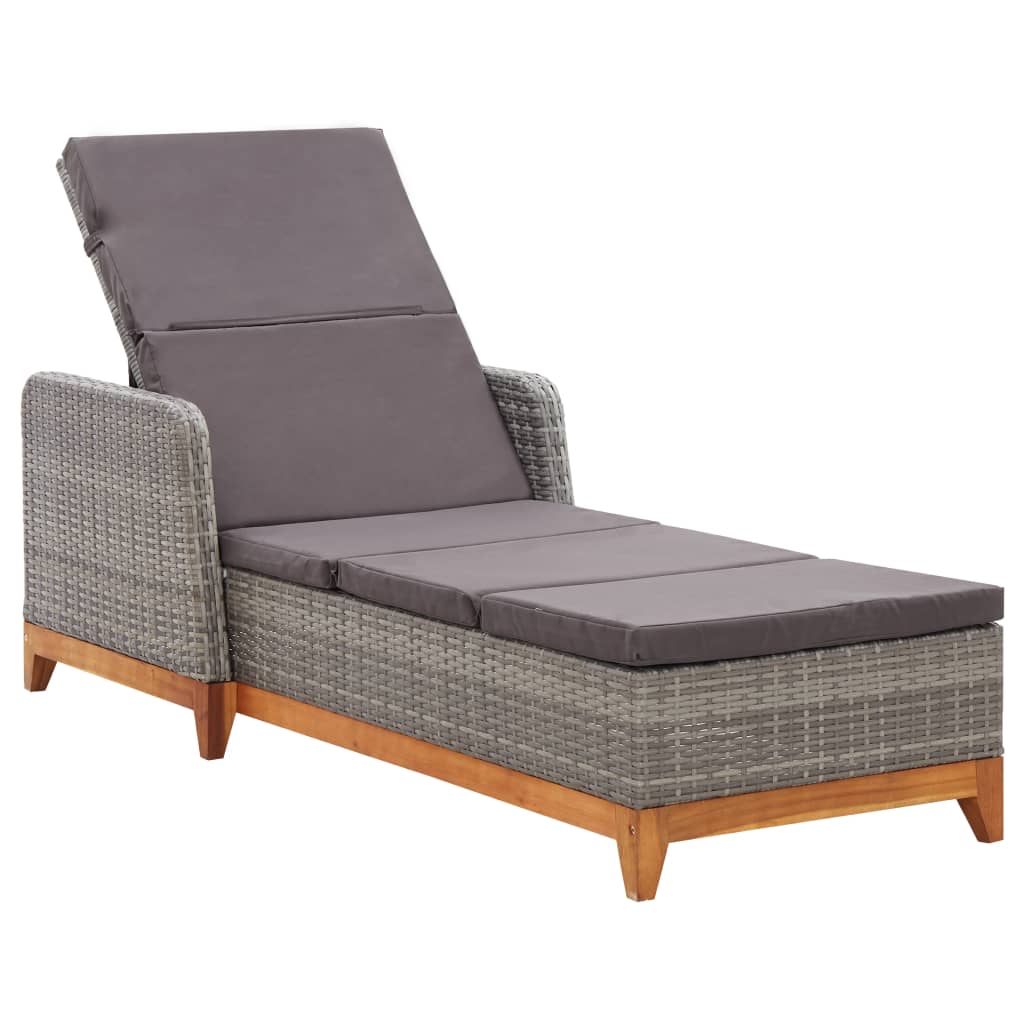 Tumbona De Ratán Sintético Y Madera Maciza De Acacia