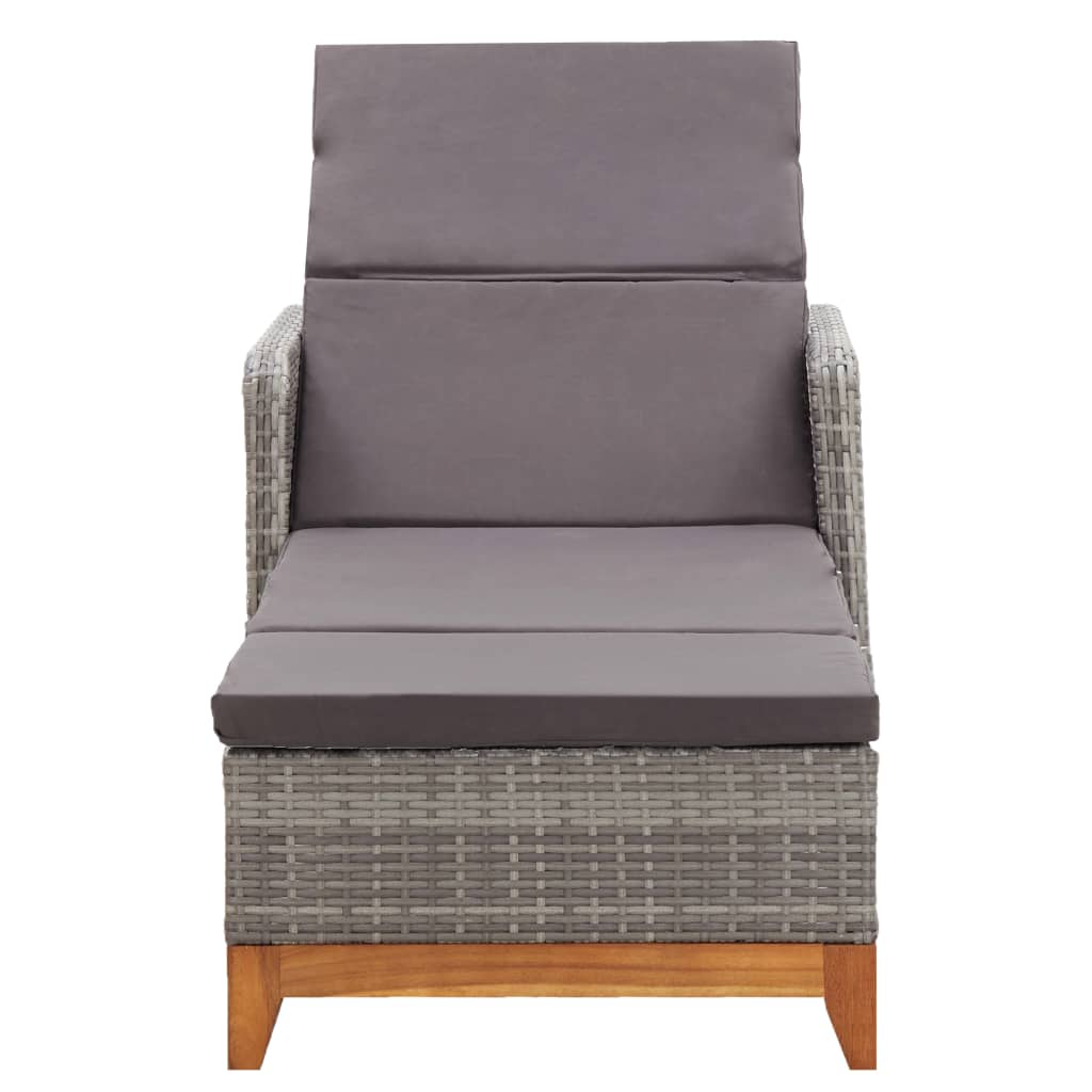 Tumbona De Ratán Sintético Y Madera Maciza De Acacia