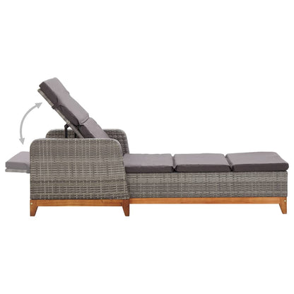 Tumbona De Ratán Sintético Y Madera Maciza De Acacia