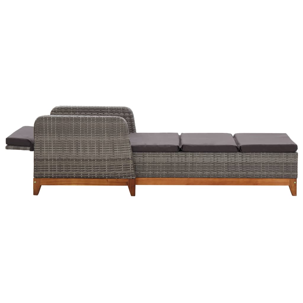 Tumbona De Ratán Sintético Y Madera Maciza De Acacia