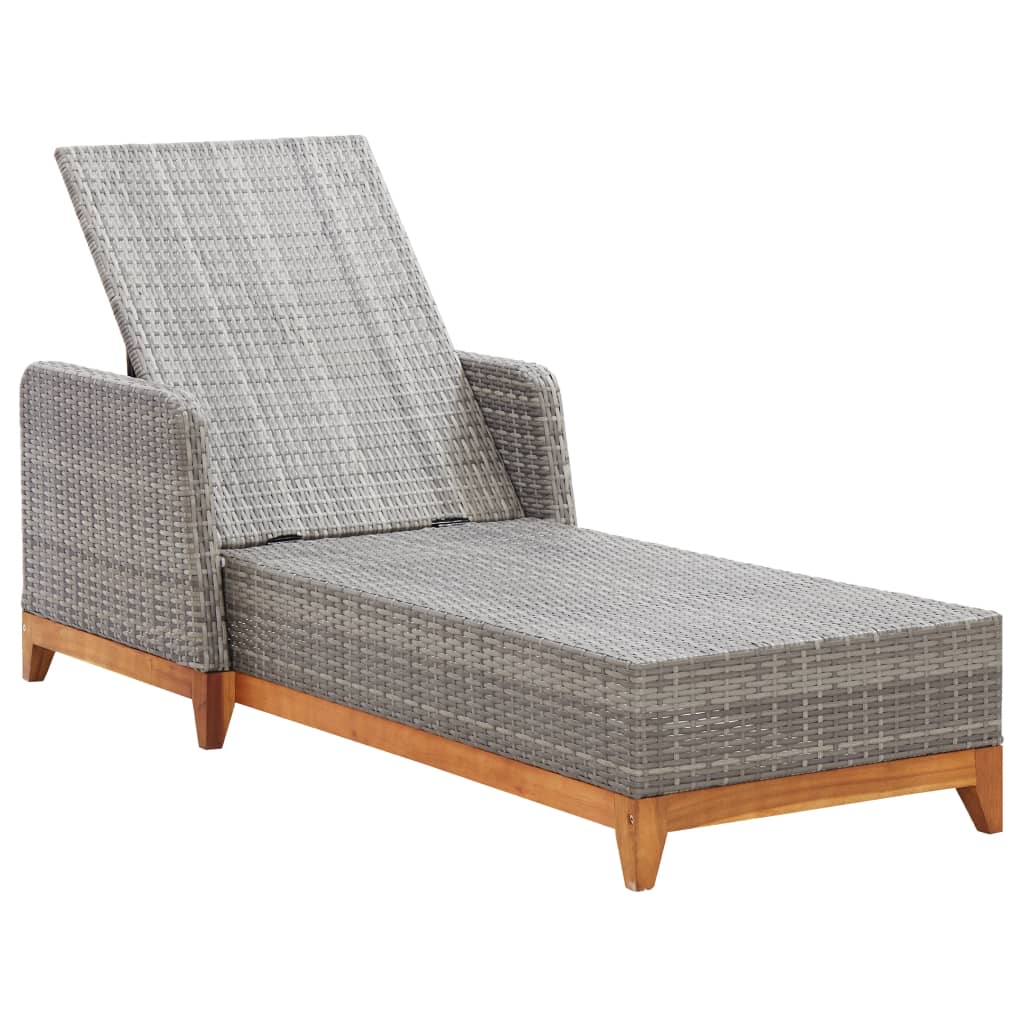 Tumbona De Ratán Sintético Y Madera Maciza De Acacia