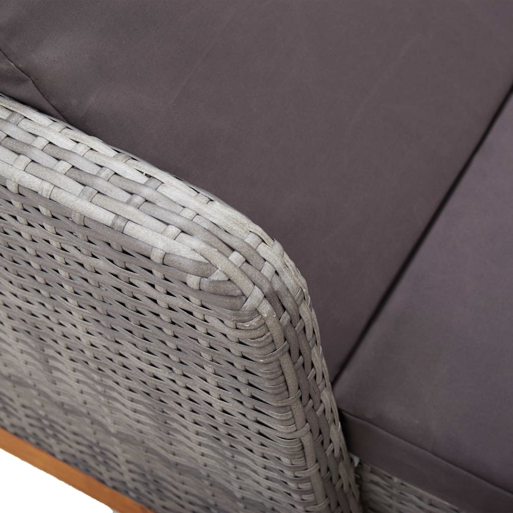 Tumbona De Ratán Sintético Y Madera Maciza De Acacia
