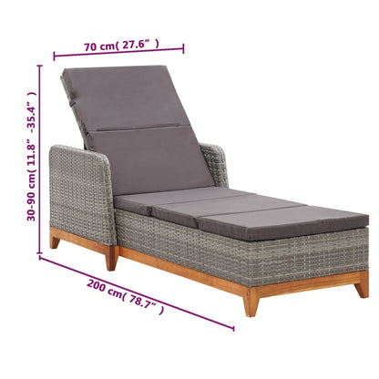 Tumbona De Ratán Sintético Y Madera Maciza De Acacia