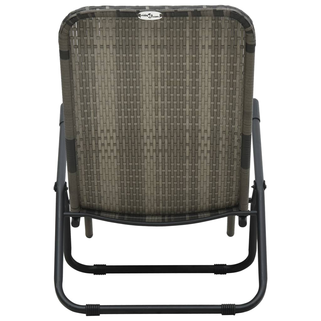 Tumbona Plegable De Ratán Sintético Gris