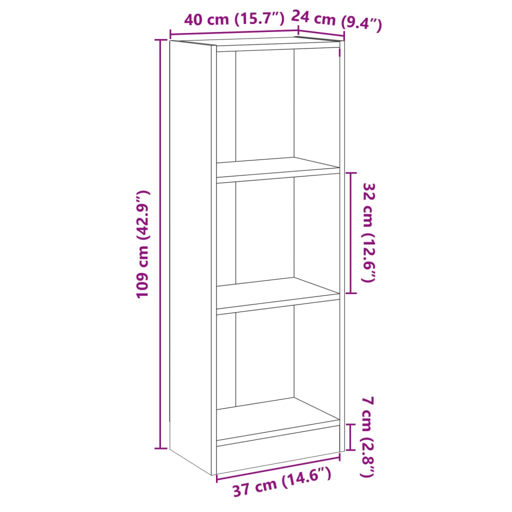Estantería De 3 Niveles Madera Ingeniería
