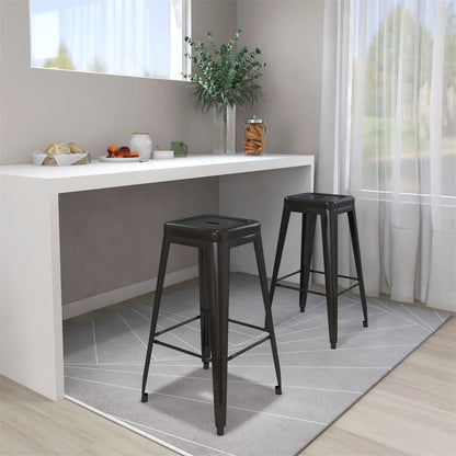 Taburetes De Bar Apilables 2 Unidades De Metal