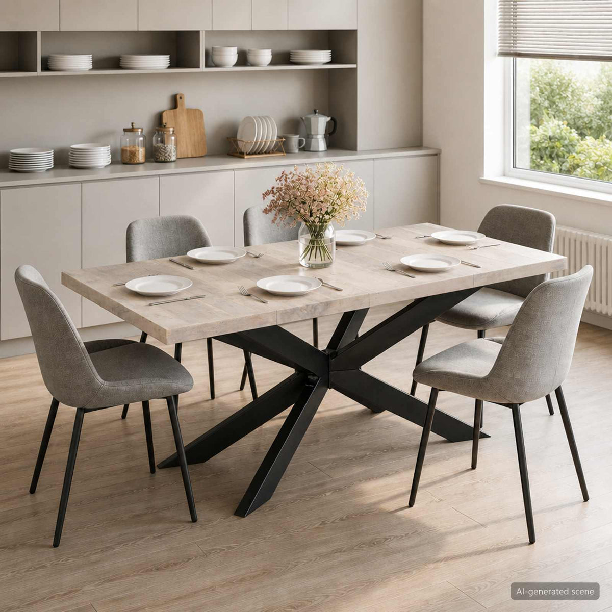 Mesa De Comedor De Madera Maciza Reciclada 180X90X76 Cm