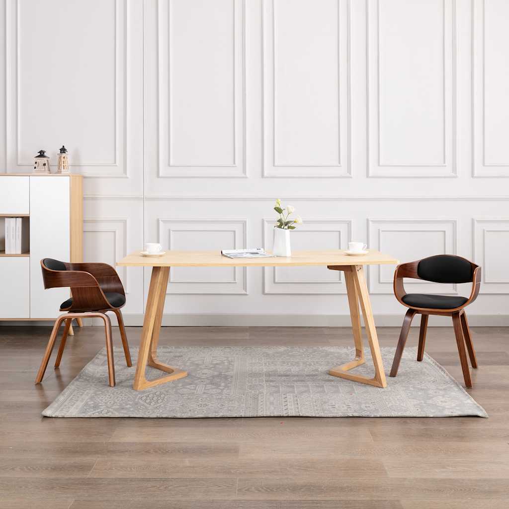 Sillas De Comedor 2 Unidades Madera Curvada Y Cuero Sintético