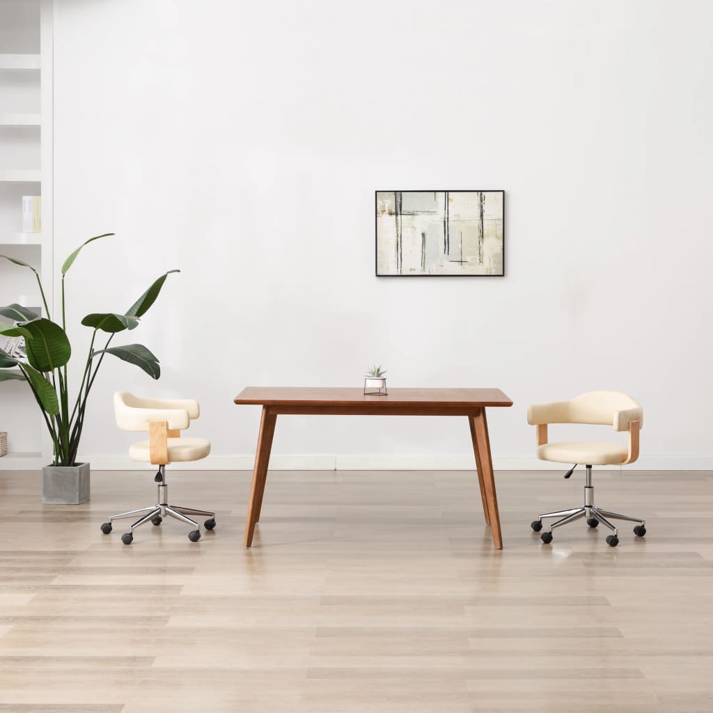 Sillas De Comedor Giratorias 4 Uds Madera Curvada Cuero