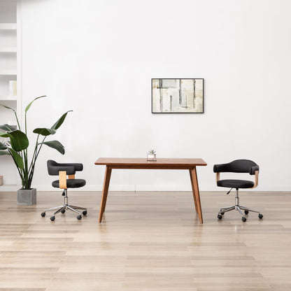 Sillas De Comedor Giratorias 4 Uds Madera Curvada Cuero