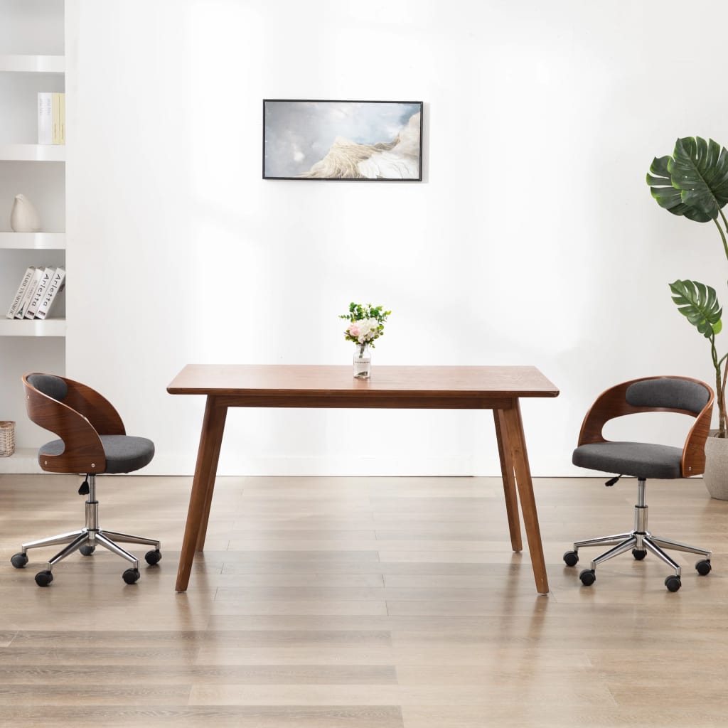 Sillas Comedor Giratorias 2 Uds Madera Curvada Tela Gris Taupe