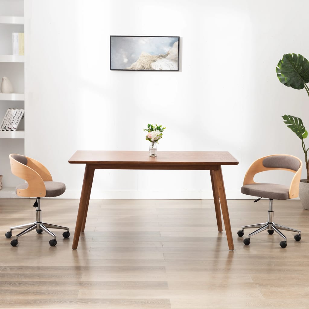 Sillas Comedor Giratorias 2 Uds Madera Curvada Tela Gris Taupe