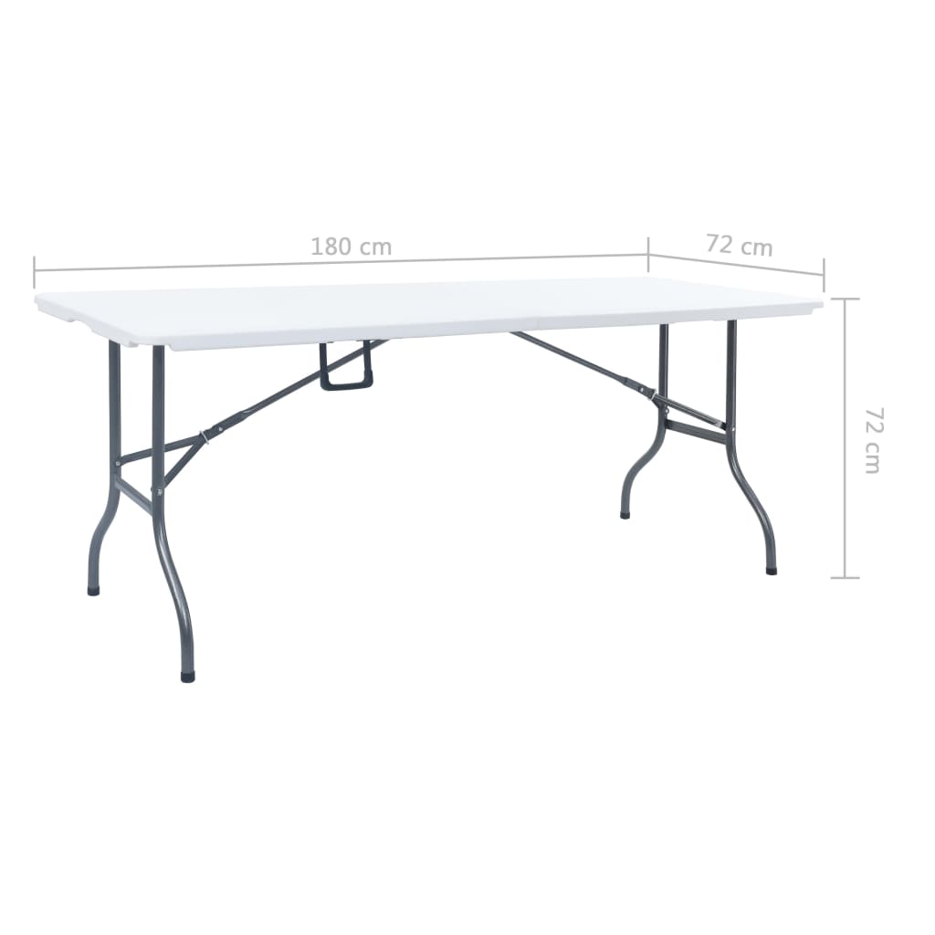 Mesa De Jardín Plegable Hdpe Blanco 180X72X72 Cm