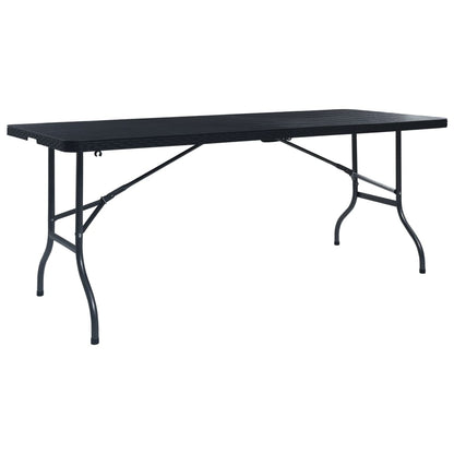 Mesa De Jardín Plegable Imitación Ratán Hdpe Negro 180X75X72 Cm