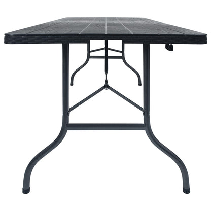 Mesa De Jardín Plegable Imitación Ratán Hdpe Negro 180X75X72 Cm