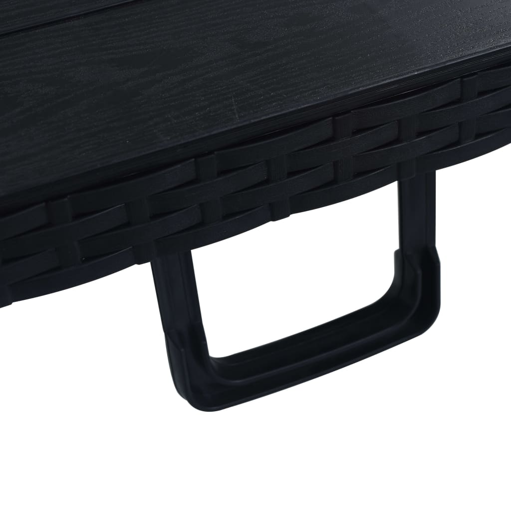 Mesa De Jardín Plegable Imitación Ratán Hdpe Negro 180X75X72 Cm