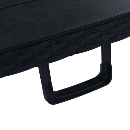 Mesa De Jardín Plegable Imitación Ratán Hdpe Negro 180X75X72 Cm