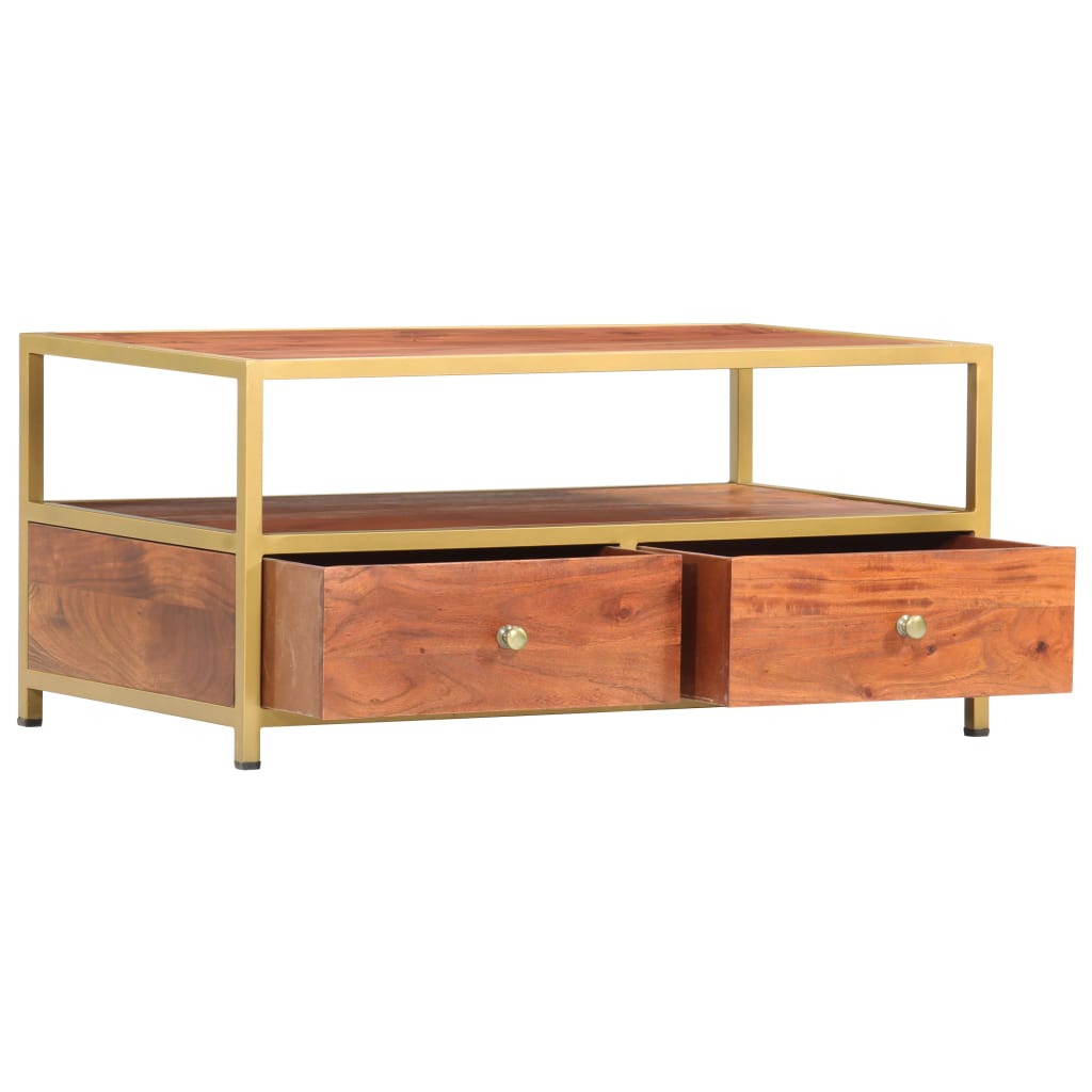 Mesa De Centro De Madera Maciza De Acacia 90X50X40 Cm
