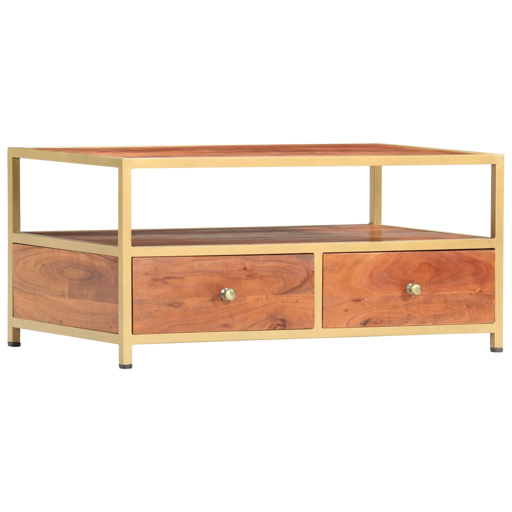 Mesa De Centro De Madera Maciza De Acacia 90X50X40 Cm