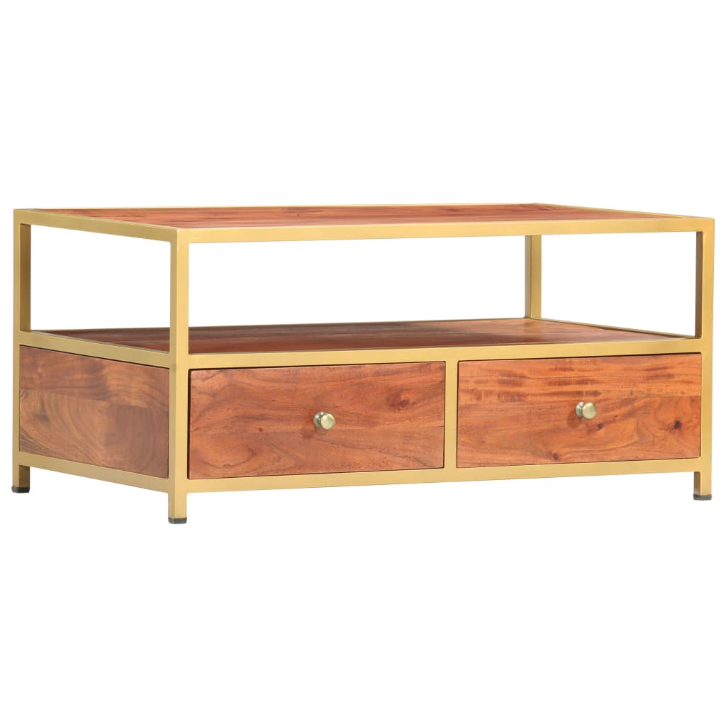 Mesa De Centro De Madera Maciza De Acacia 90X50X40 Cm