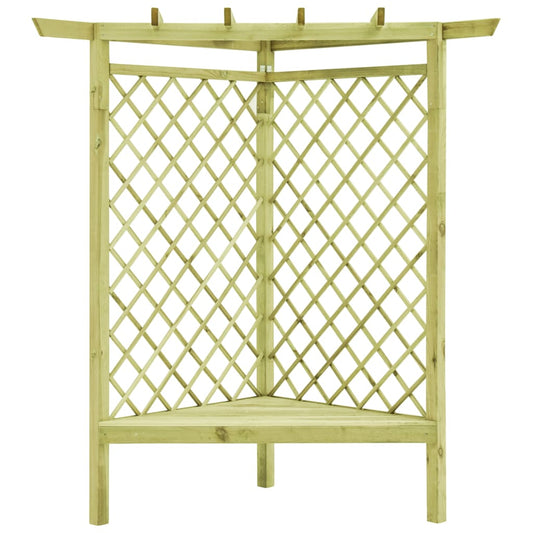 Pérgola Esquina Y Asiento Madera Pino Impregnada 130X130X197 Cm