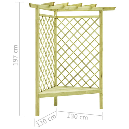 Pérgola Esquina Y Asiento Madera Pino Impregnada 130X130X197 Cm