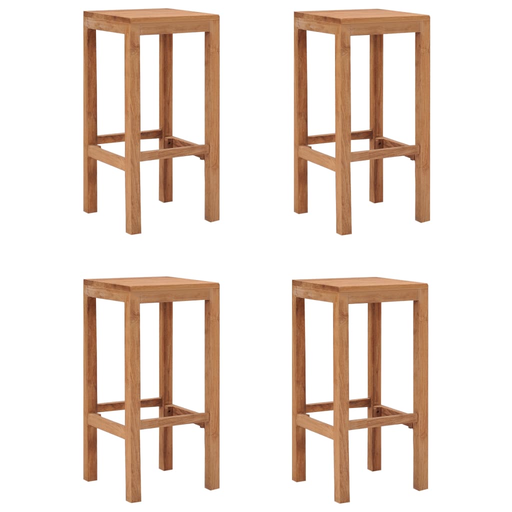 Taburetes De Barra De Cocina 4 Unidades Madera Maciza De Teca