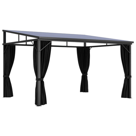 Cenador Con Cortina Gris Antracita 405X294X244 Cm