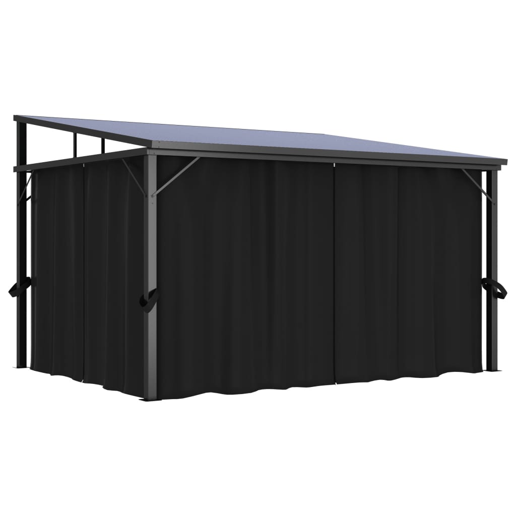 Cenador Con Cortina Gris Antracita 405X294X244 Cm