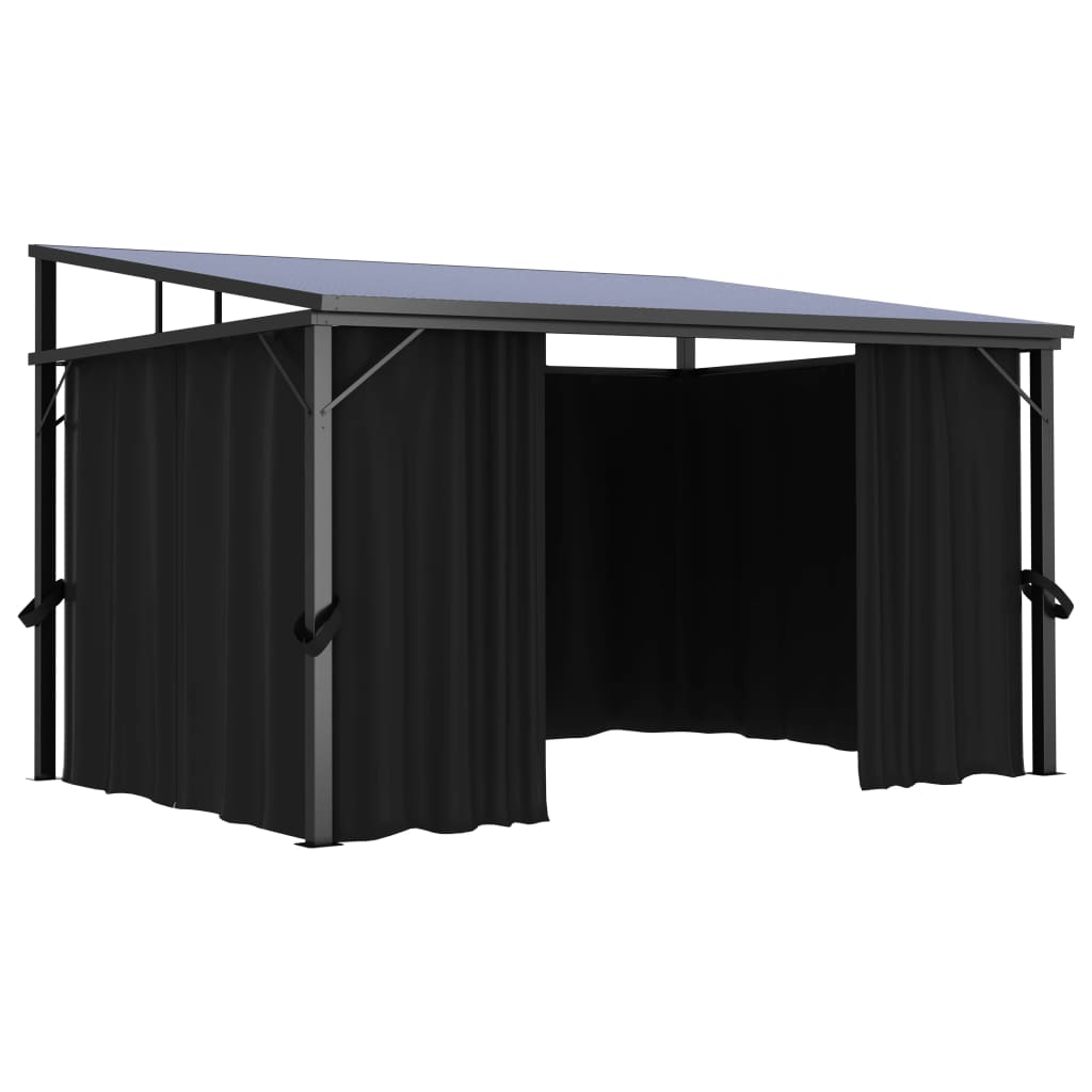 Cenador Con Cortina Gris Antracita 405X294X244 Cm