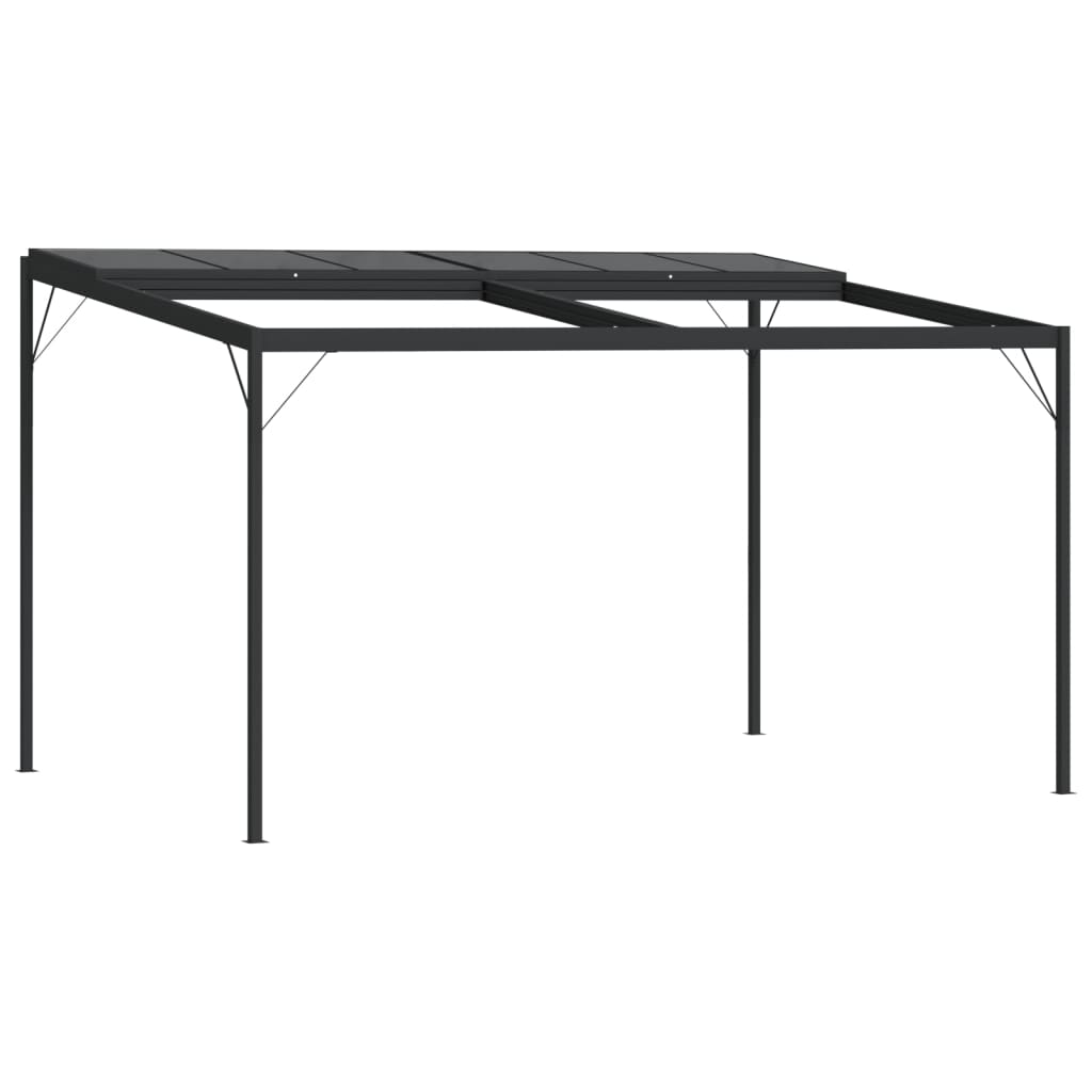 Cenador Con Tejado Aluminio Y Acero Gris Antracita 4X3X2,5 M