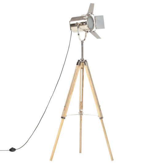 Lámpara De Suelo Con Trípode Madera Maciza De Mango 140 Cm