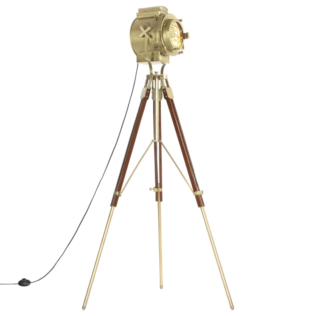 Lámpara De Suelo Con Trípode Madera Maciza De Mango 193 Cm