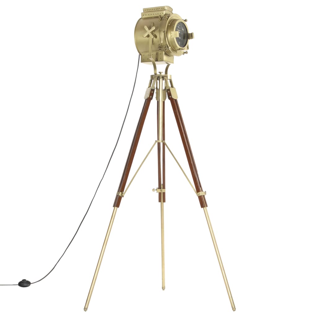 Lámpara De Suelo Con Trípode Madera Maciza De Mango 193 Cm