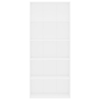 Estantería De 5 Niveles Madera Contrachapada Blanca 80X30X189Cm