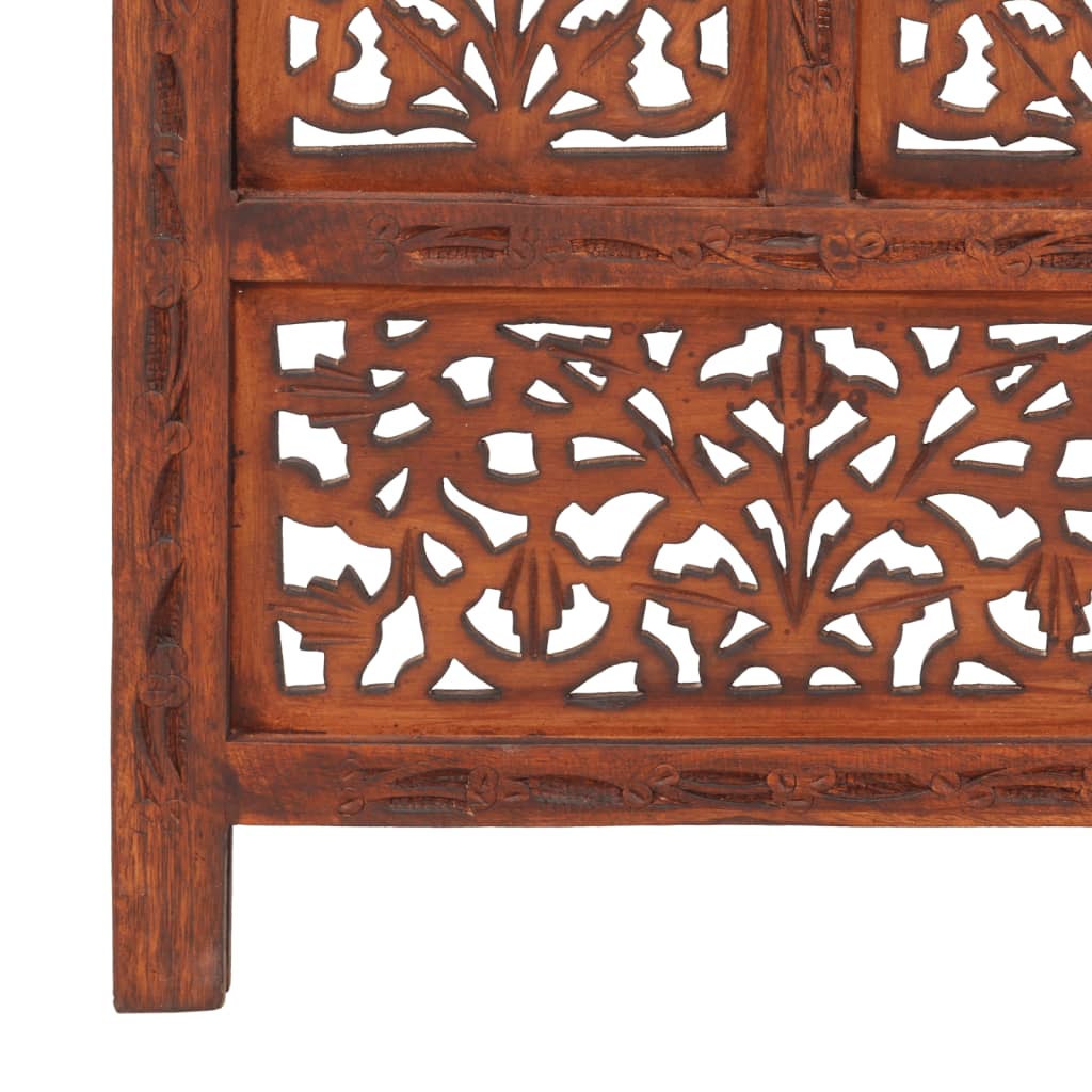 Biombo 4 Paneles Tallado A Mano Madera Mango 160X165 Cm