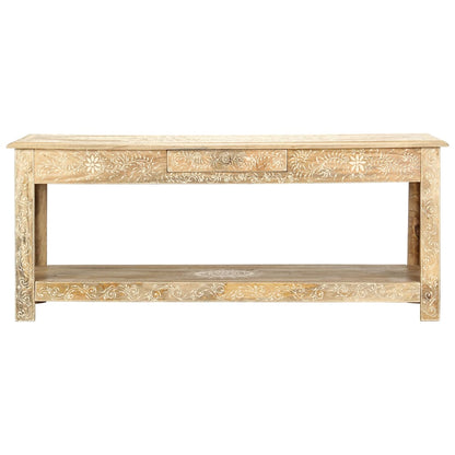 Mesa De Centro Pintada A Mano Madera Maciza Mango 110X50X45 Cm