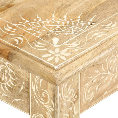Mesa De Centro Pintada A Mano Madera Maciza Mango 110X50X45 Cm