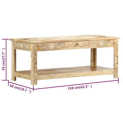 Mesa De Centro Pintada A Mano Madera Maciza Mango 110X50X45 Cm