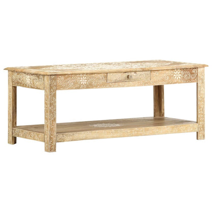 Mesa De Centro Pintada A Mano Madera Maciza Mango 110X50X45 Cm