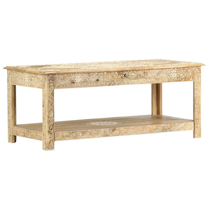 Mesa De Centro Pintada A Mano Madera Maciza Mango 110X50X45 Cm