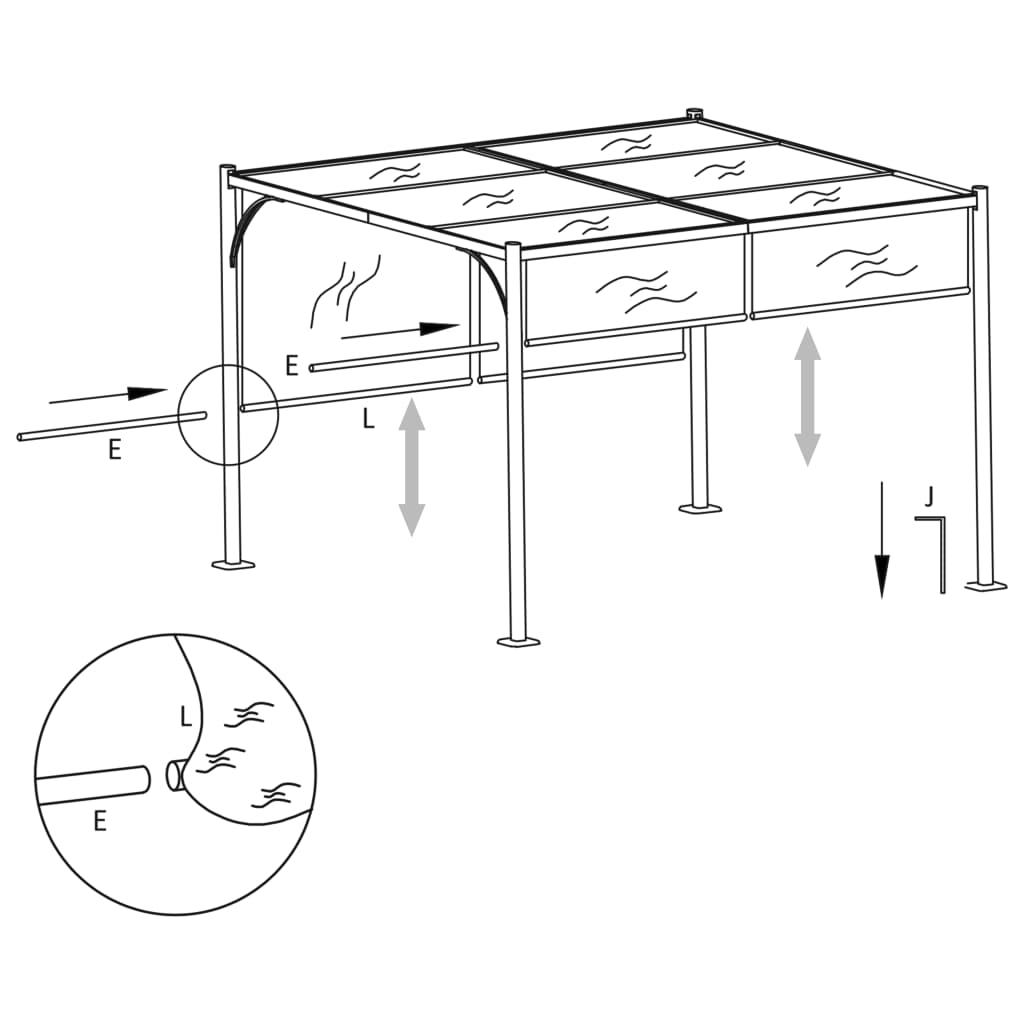 Pérgola Con Tejado Ajustable Acero Color 3X3 M