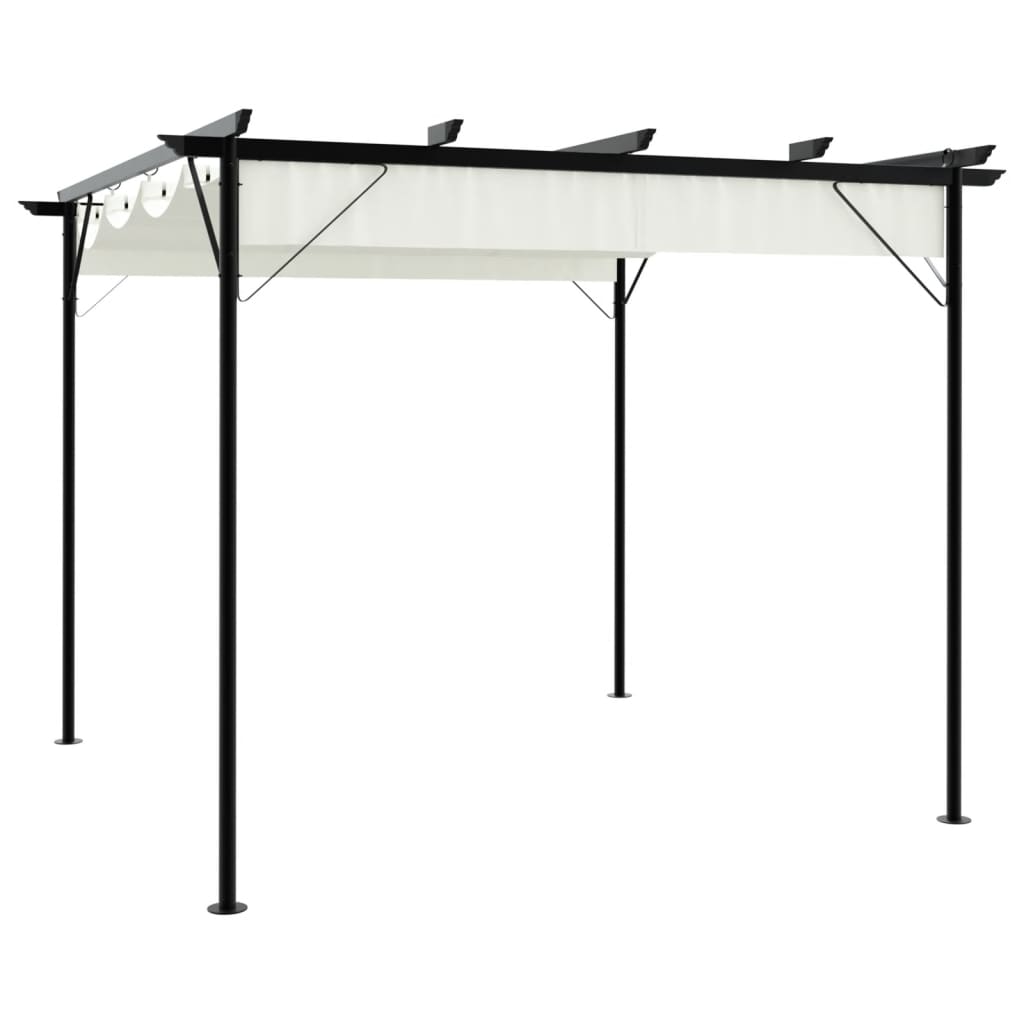 Pérgola Con Tejado Retráctil Acero Gris 3X3M 180 G/M²