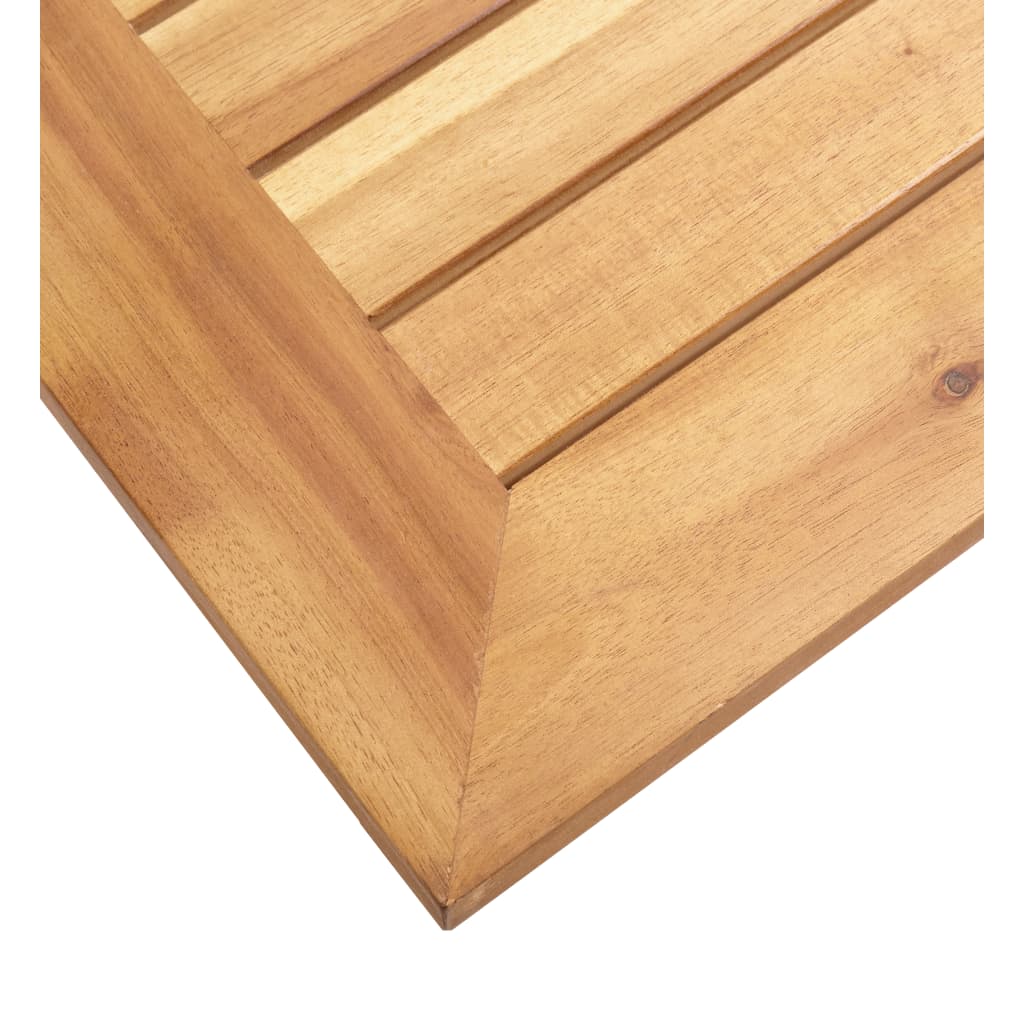 Mesa Auxiliar Jardín Madera Acacia Acero Inoxidable 45X45X38Cm