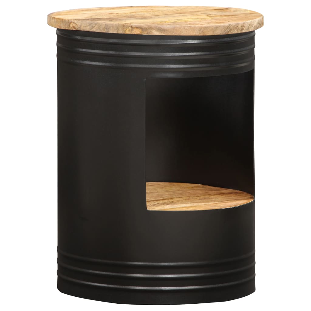 Mesa De Centro Madera Maciza De Mango Rugosa Negra 68X
