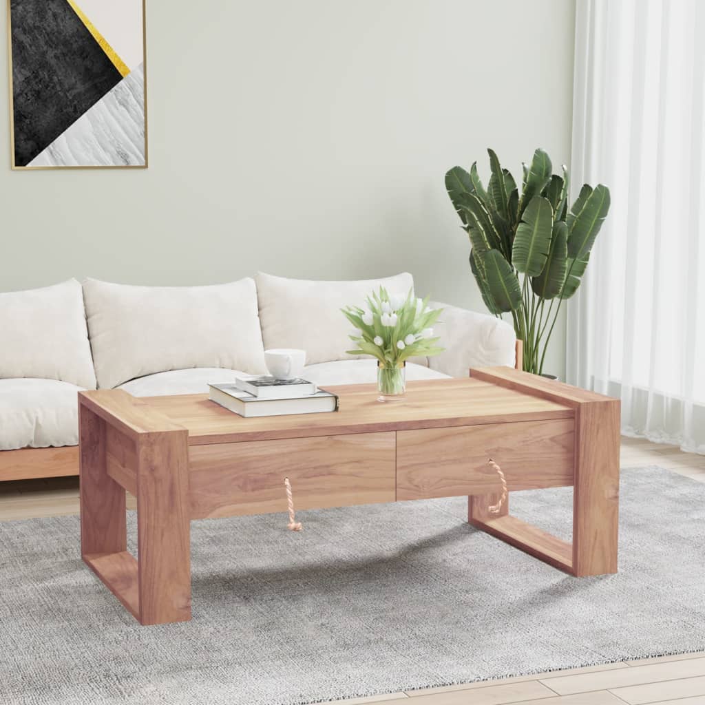 Mesa De Centro De Madera Maciza De Teca 110X60X40 Cm