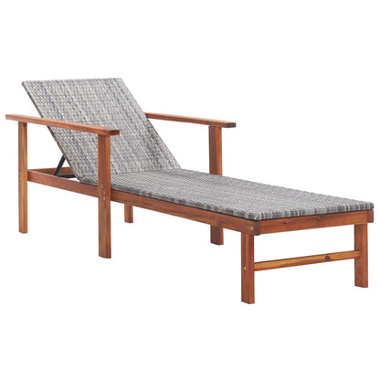 Tumbona Con Cojín Ratán Sintético Y Madera Maciza Acacia