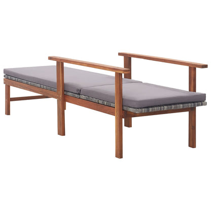 Tumbona Con Cojín Ratán Sintético Y Madera Maciza Acacia