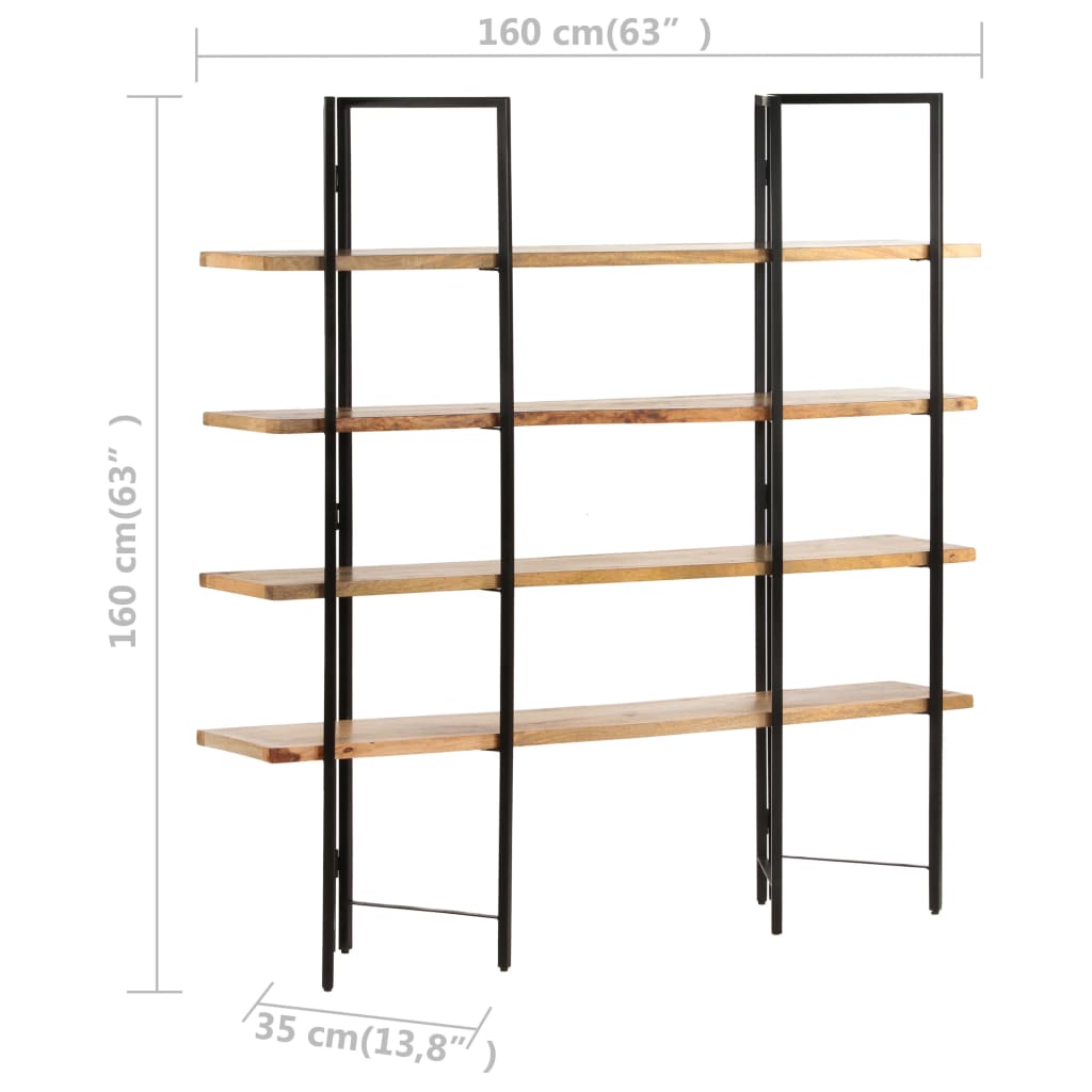 Estantería De 4 Niveles Madera Maciza De Mango 160X35X