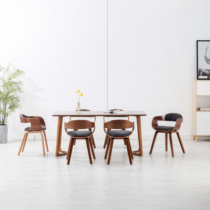 Silla De Comedor De Madera Curvada Y Tela Gris